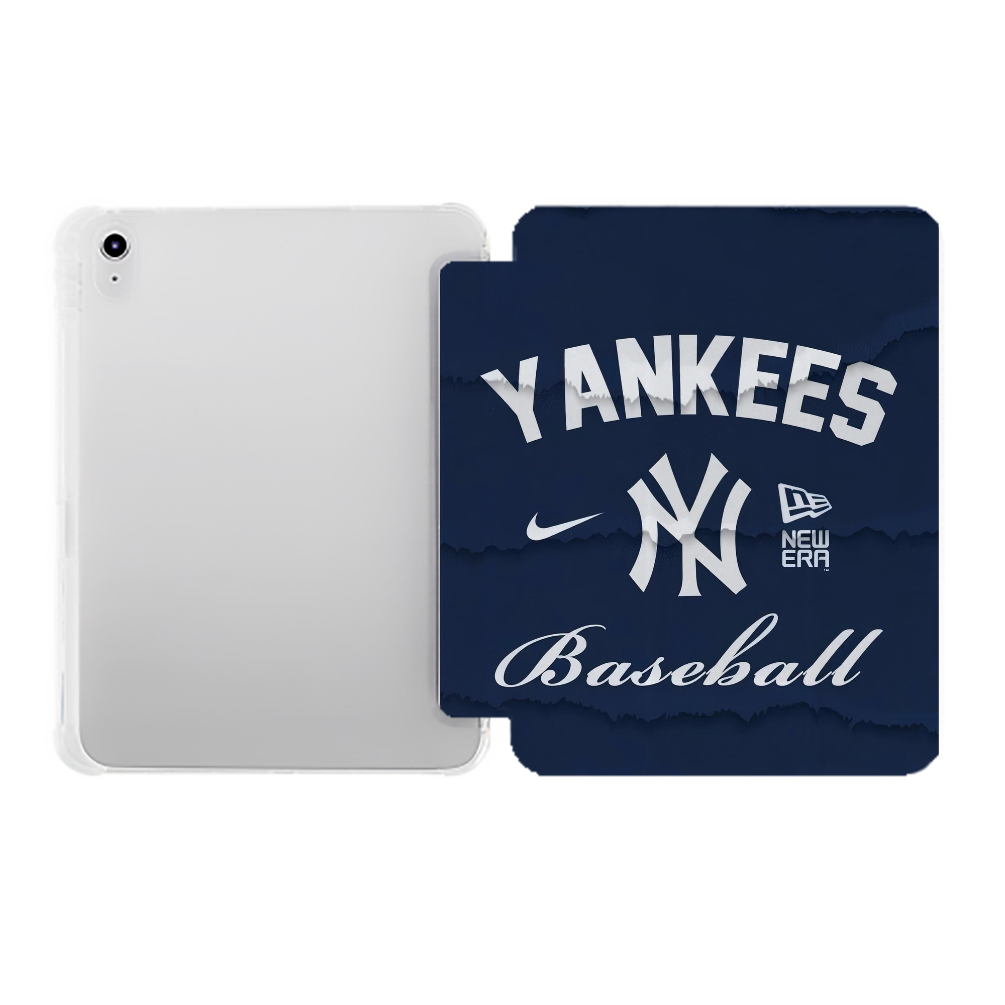 New York Yankees 167 Premium Tri-Fold PU Leather & Silicone IPad Case With Pencil Slot – Fits 9.5,10.5,10.9 – Adjustable Stand, Slim, Protective